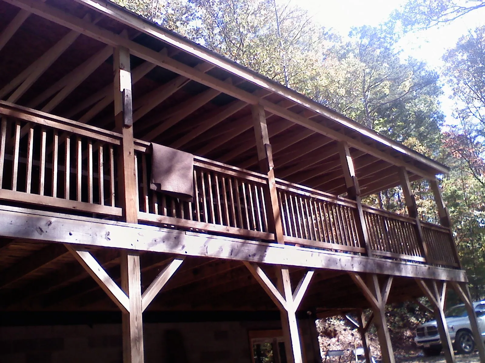 Timber framing under a new elevated porch and deck — Roof Leak Repair in Wahoo by Roofing Brothers